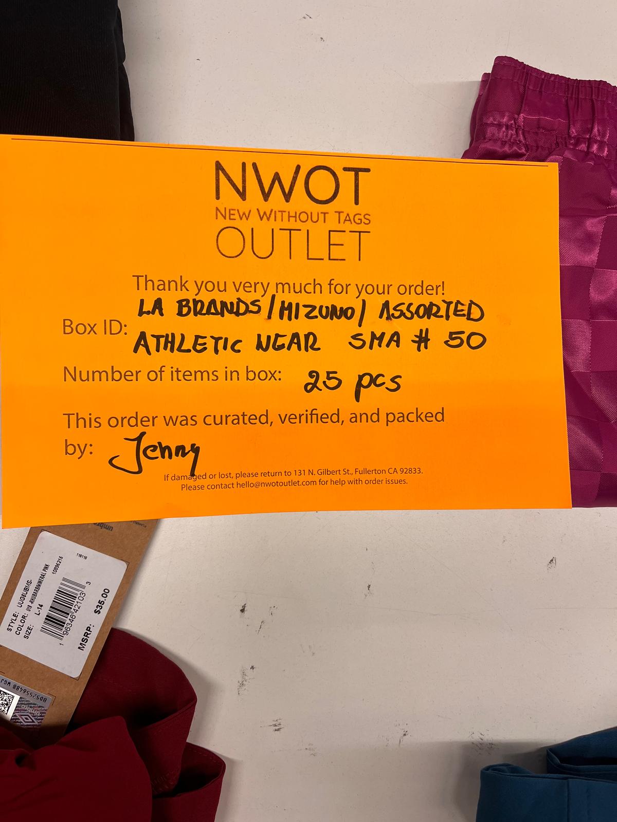 LA Brands | Mizuno | Assorted Athletic Apparel | 25 Pieces | Small Box #SMA-50