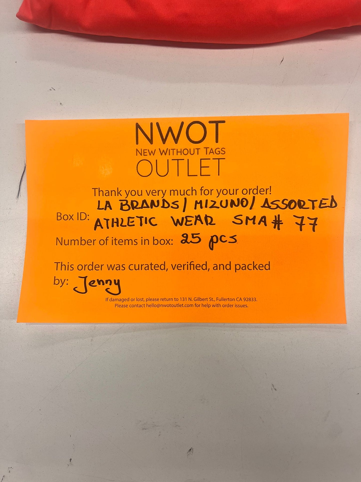 LA Brands | Mizuno | Assorted Athletic Apparel | 25 Pieces | Small Box #SMA-77