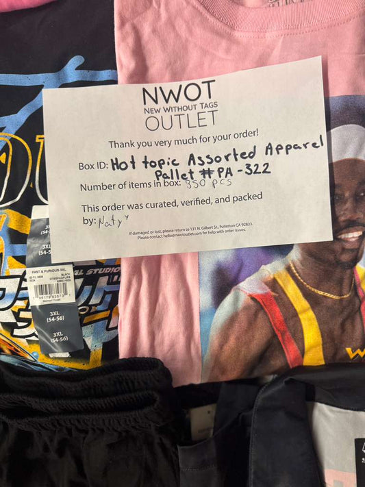 Hot Topic | Assorted Apparel and Accessories | 350 Pieces | Pallet #PA-322