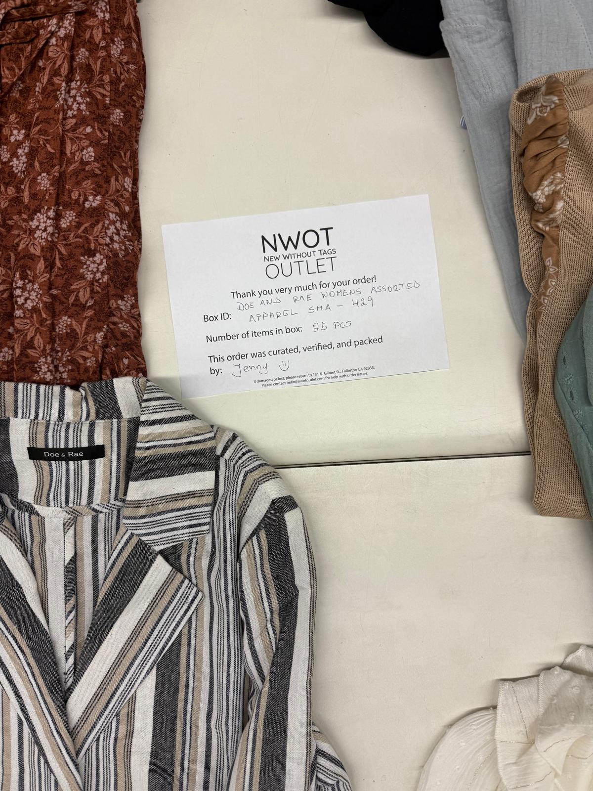 Doe And Rae | Women Assorted Apparel | 25 Pieces | Small Box# SMA-429