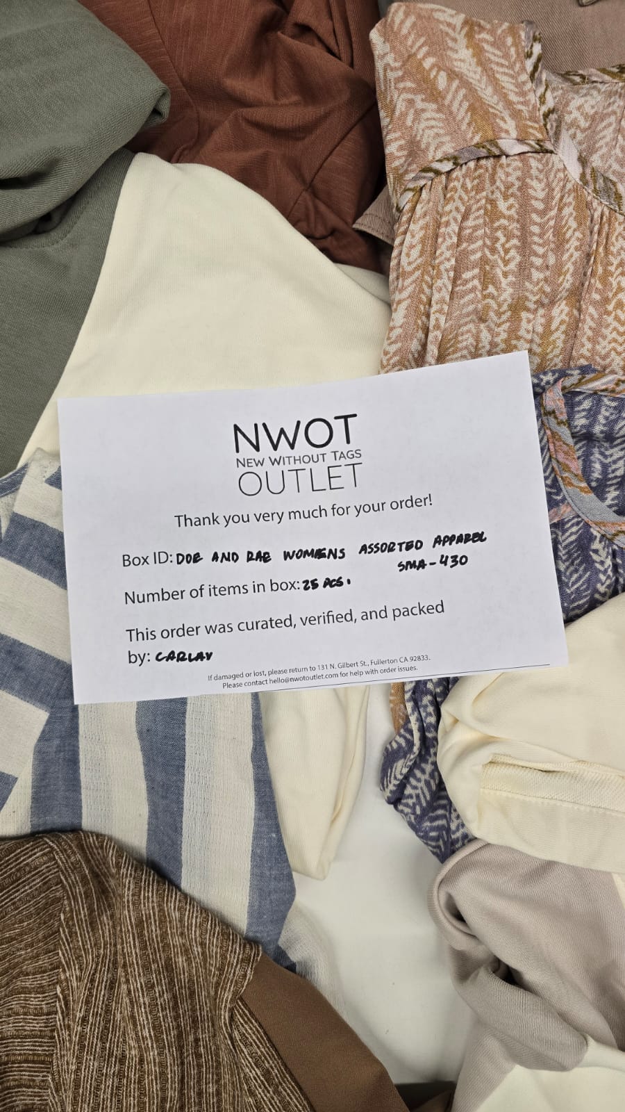 Doe And Rae | Women Assorted Apparel | 25 Pieces | Small Box# SMA-430