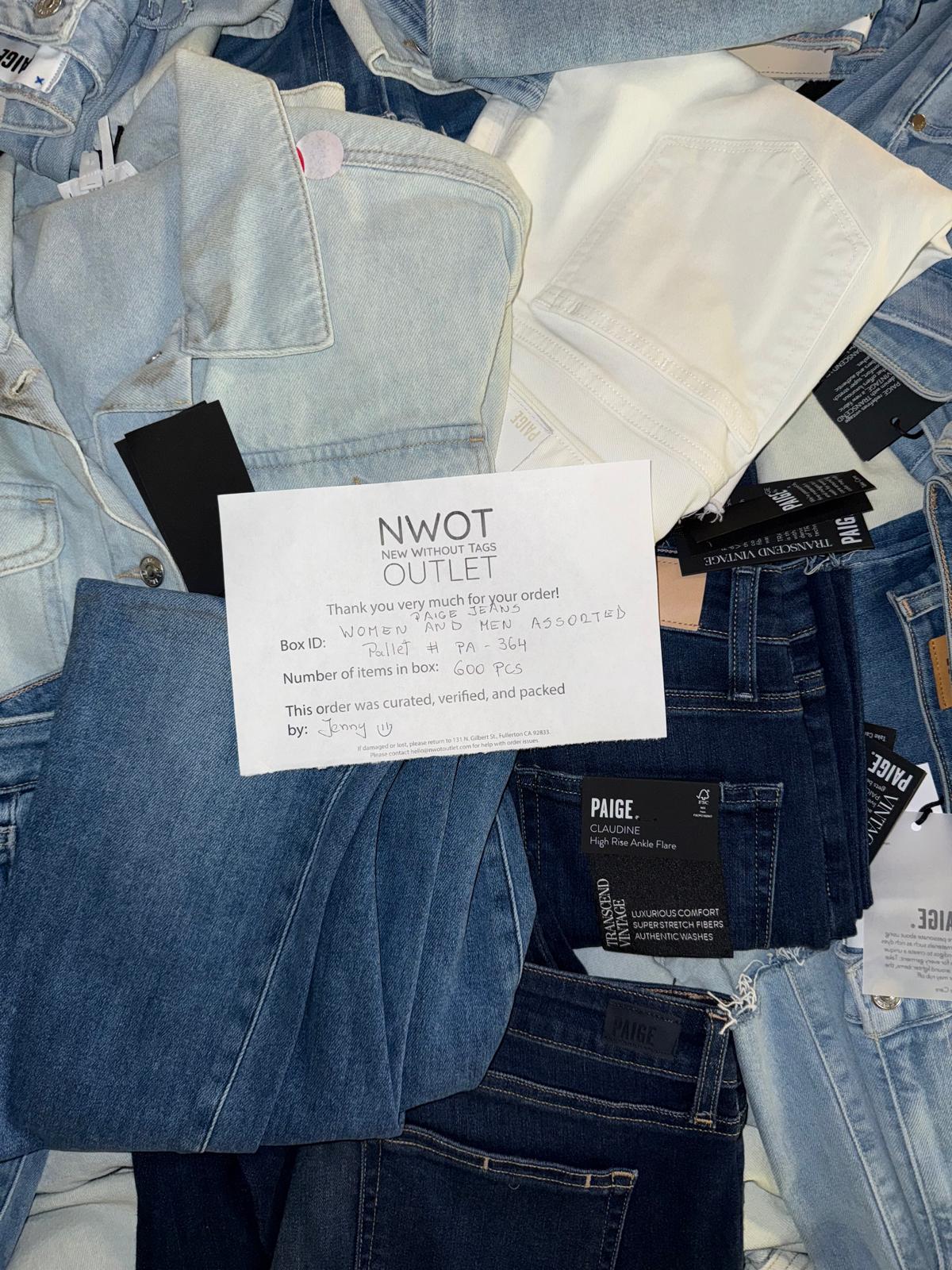 Paige Jeans | Women and Men Assorted | 600 Pieces | Pallet # PA-365