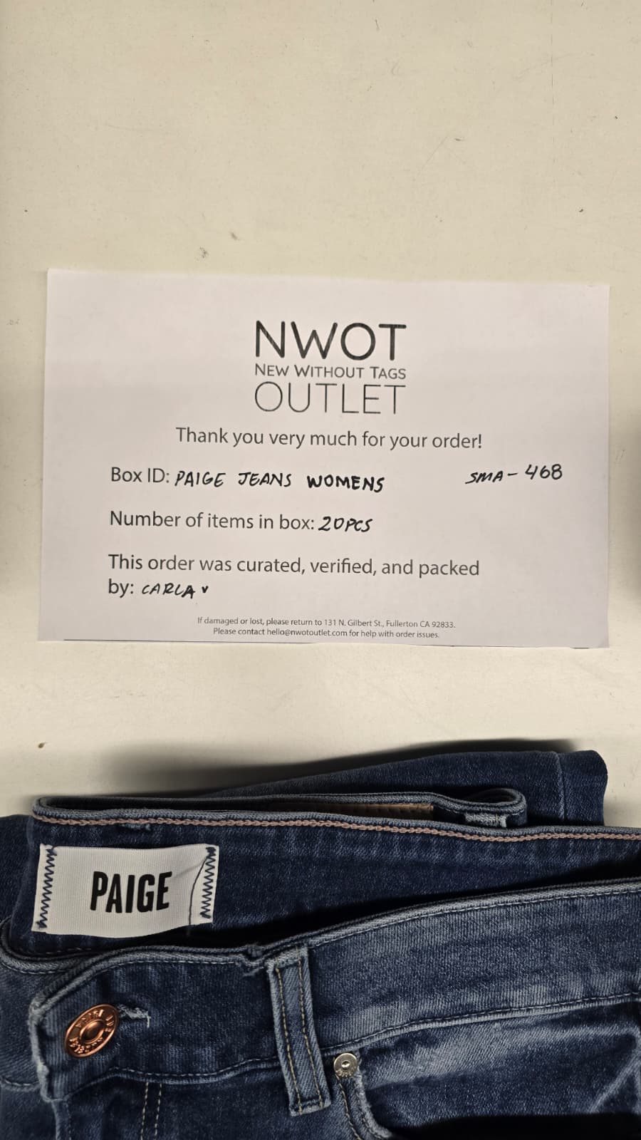 Paige Jeans | Women Assorted | 20 Pieces | Small box # SMA-468