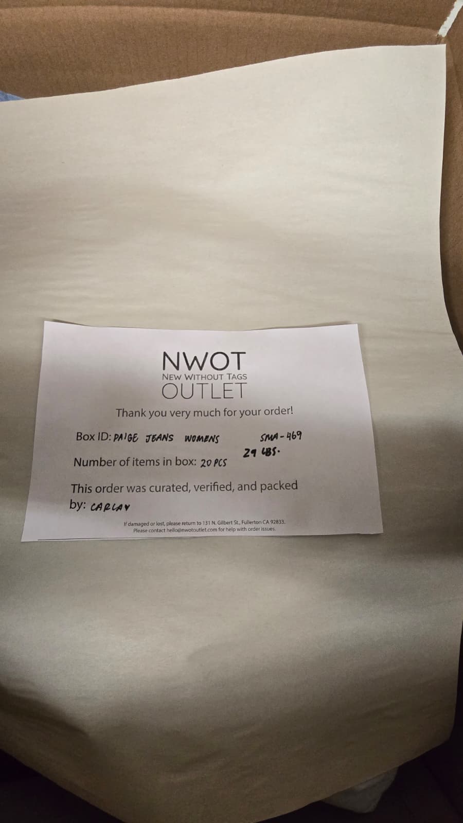 Paige Jeans | Women Assorted | 20 Pieces | Small box # SMA-469