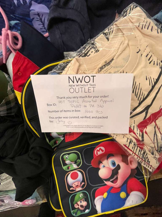 Hot Topic | Assorted Apparel and Accessories | 1000 Pieces | Pallet #PA-320