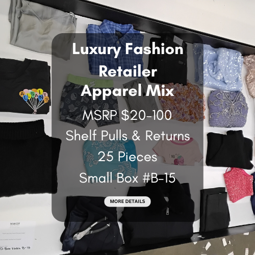 Luxury Fashion Retailer | Apparel Mix | MSRP $20-100 | Shelf-Pulls & Returns | 25 Pieces | Small Box #B-15