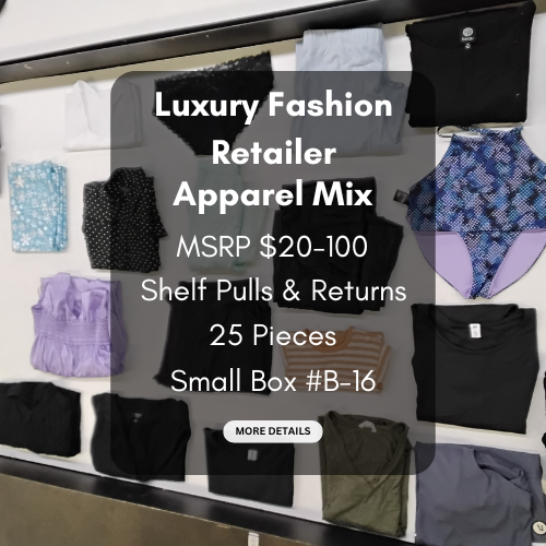 Luxury Fashion Retailer | Apparel Mix | MSRP $20-100 | Shelf-Pulls & Returns | 25 Pieces | Small Box #B-16