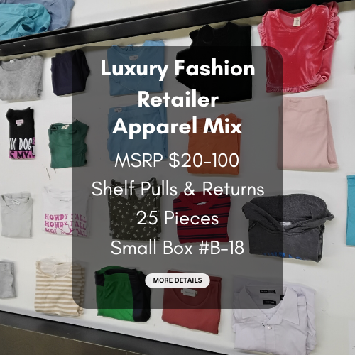 Luxury Fashion Retailer | Apparel Mix | MSRP $20-100 | Shelf-Pulls & Returns | 25 Pieces | Small Box #B-18