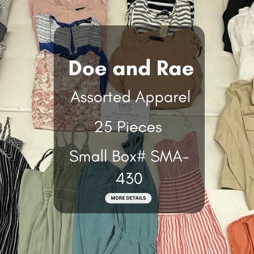 Doe And Rae | Women Assorted Apparel | 25 Pieces | Small Box# SMA-430