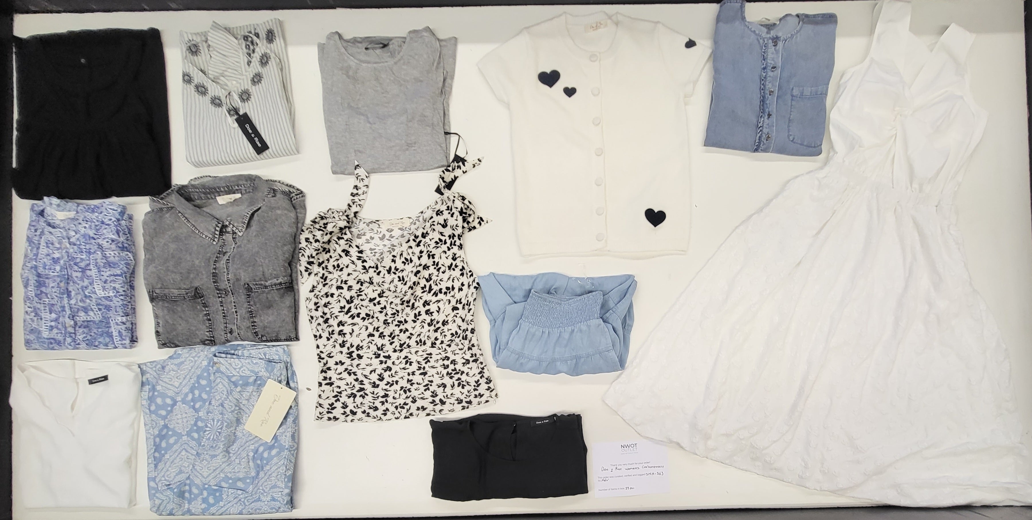 Doe & Rae | Assorted Women's Contemporary Apparel | NWT | 25 Pieces | Small Box #SMA-563