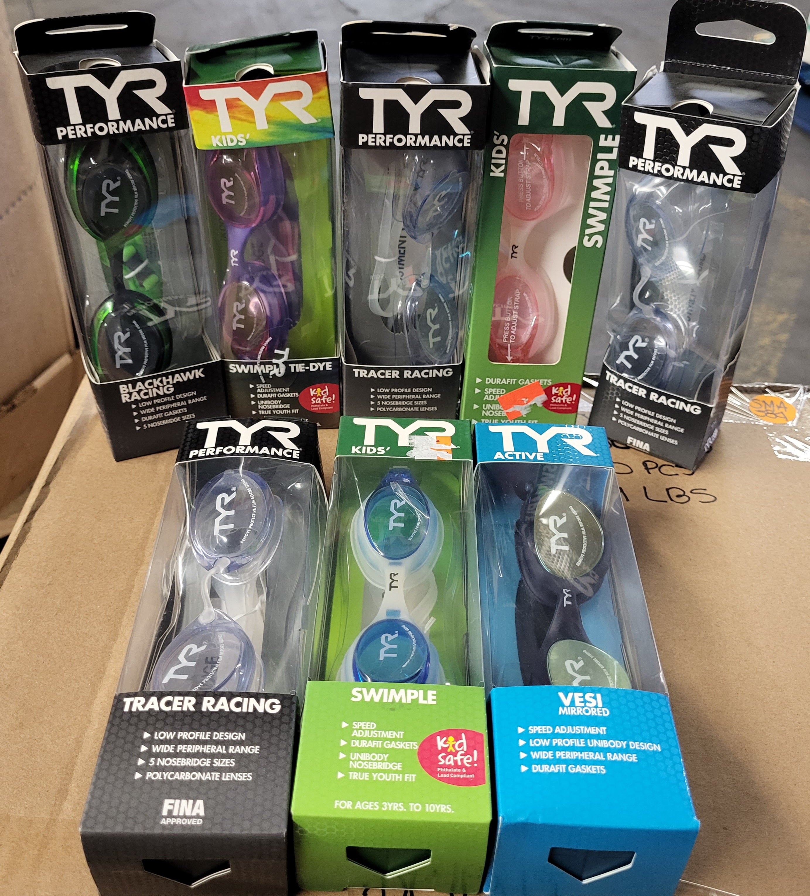 TYR SPORT GOGGLES | Assorted Men's, Women's, Kid's Accessories | NWT | 100 Pieces | Small Box #SMA-584