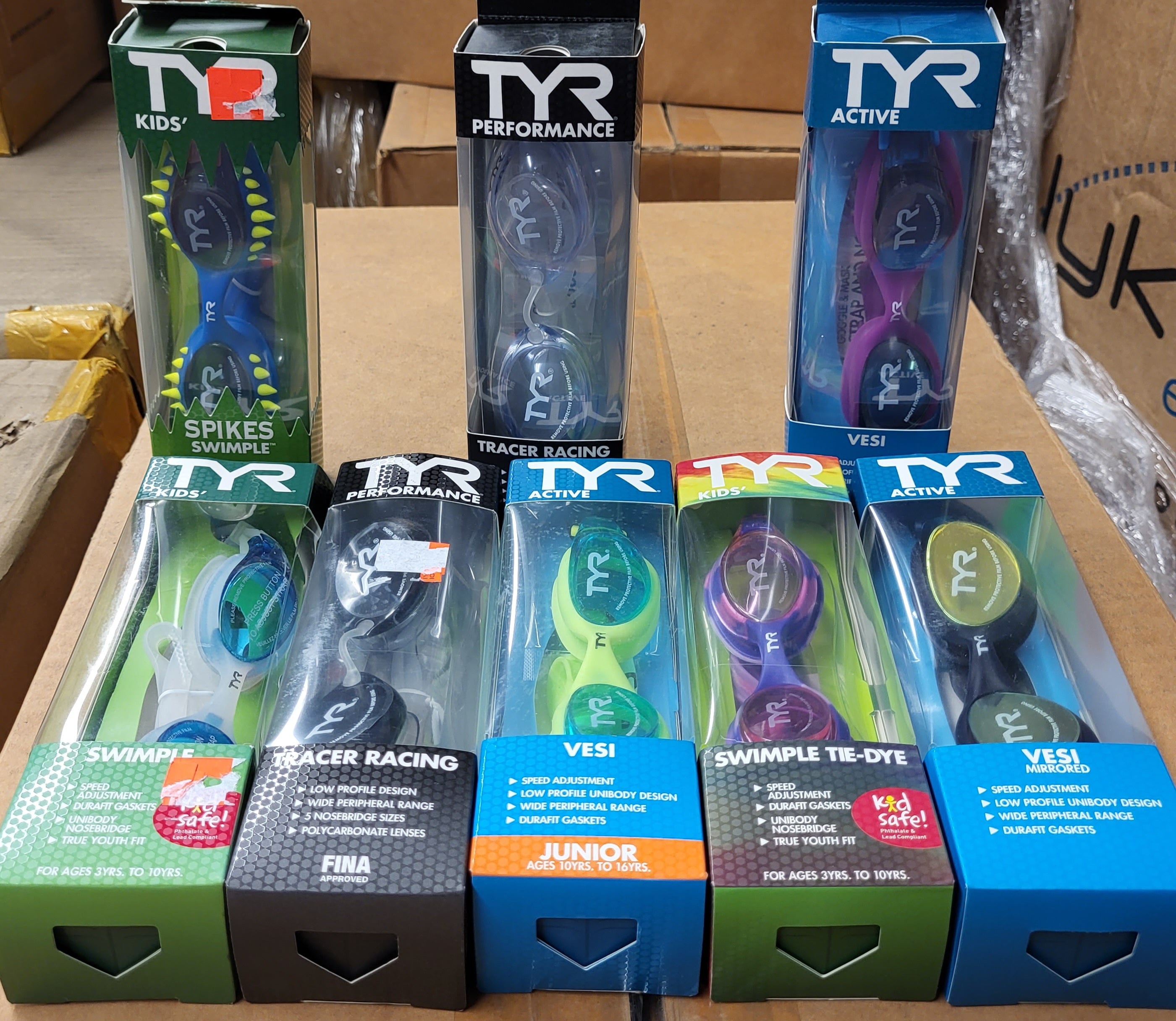 TYR SPORT GOGGLES | Assorted Men's, Women's & Kid's Accessories | NWT | 100 Pieces | Small Box #SMA-586