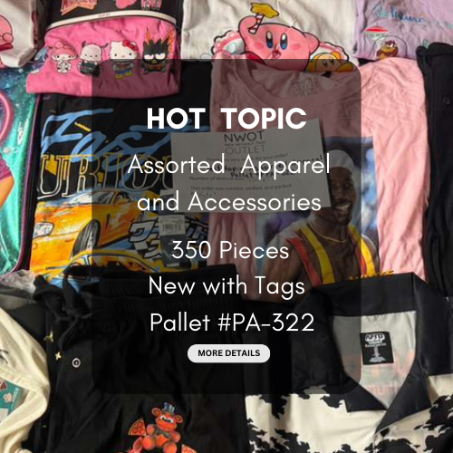 Hot Topic  | Assorted Apparel and Accessories | 350 Pieces | Pallet #PA-322