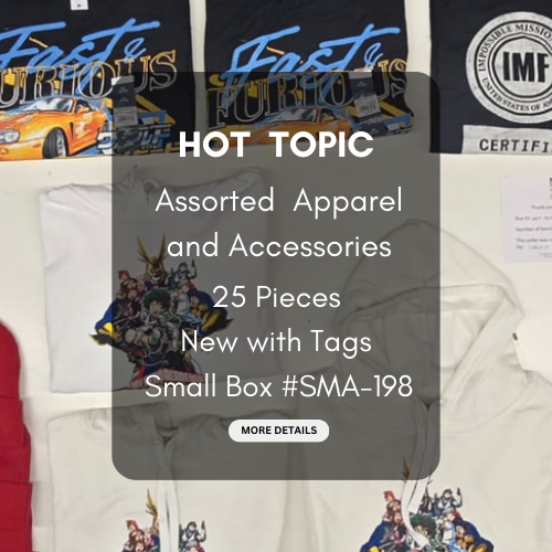 Hot Topic  | Assorted Apparel and Accessories | 25 Pieces | Small Box# SMA-198