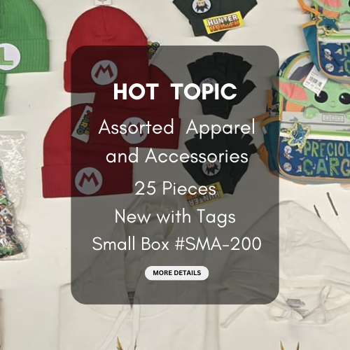 Hot Topic  | Assorted Apparel and Accessories | 25 Pieces | Small Box# SMA-200