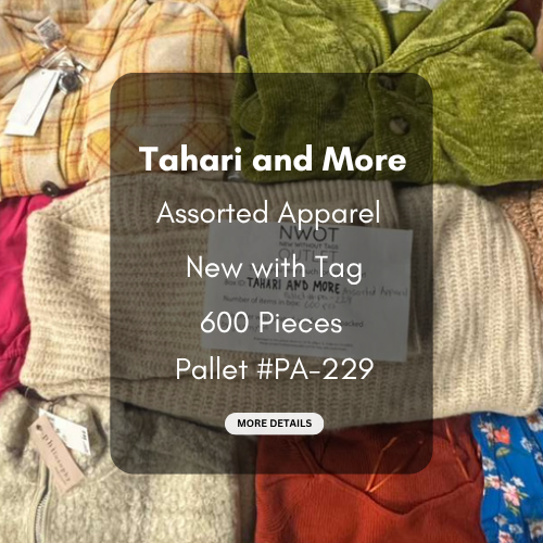 Tahari and more | Assorted  Apparel | 600 Pieces | Shelf Pulls & Returns | Pallet #PA-229
