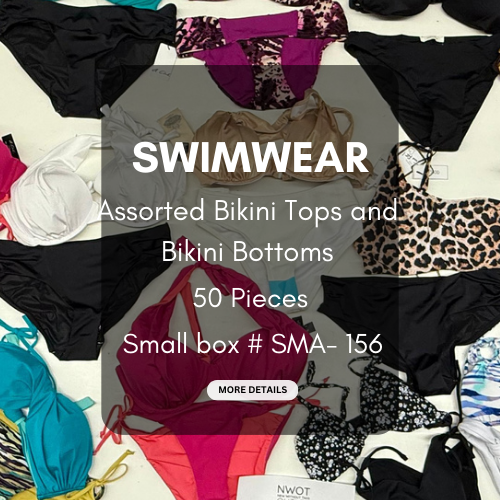 Swimwear  | Assorted Bikini Tops and Bikini Bottoms | 50 Pieces | Small Box # SMA-156