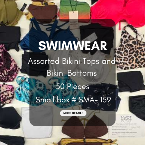 Swimwear  | Assorted Bikini Tops and Bikini Bottoms | 50 Pieces | Small Box # SMA-159