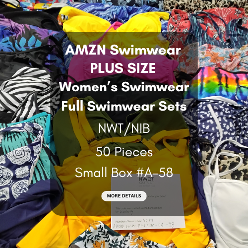 AMZN | PLUS SIZE | Women's Assorted Swimwear Sets | NWT/NIB | SILVER Box | 50 Pieces | Small Box #A-58