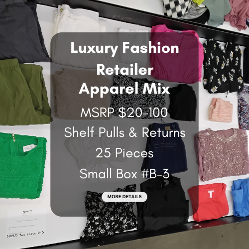 Luxury Fashion Retailer | Apparel Mix | MSRP $20-100 | Shelf-Pulls & Returns | 25 Pieces | Small Box #B-3