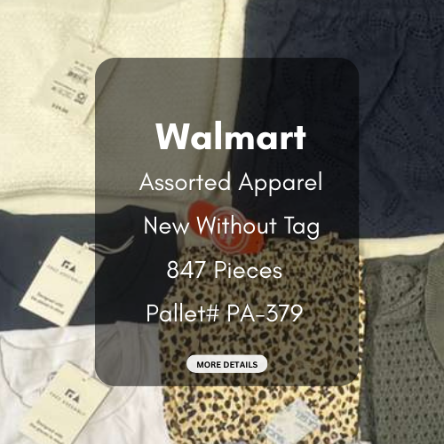 Walmart | Assorted Apparel | New Without Tag | 847 Pieces | Pallet #PA-379