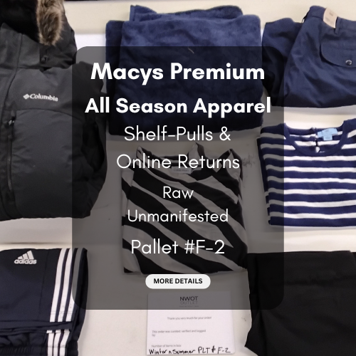 Macys Premium | All Season Apparel  | Shelf-Pulls & Online Returns | Raw Unmanifested | Pallet #F-2