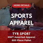 TYR Sport | Assorted Men's, Women's & Kid's Apparel | NWT | 600 Pieces | Pallet #PA-713
