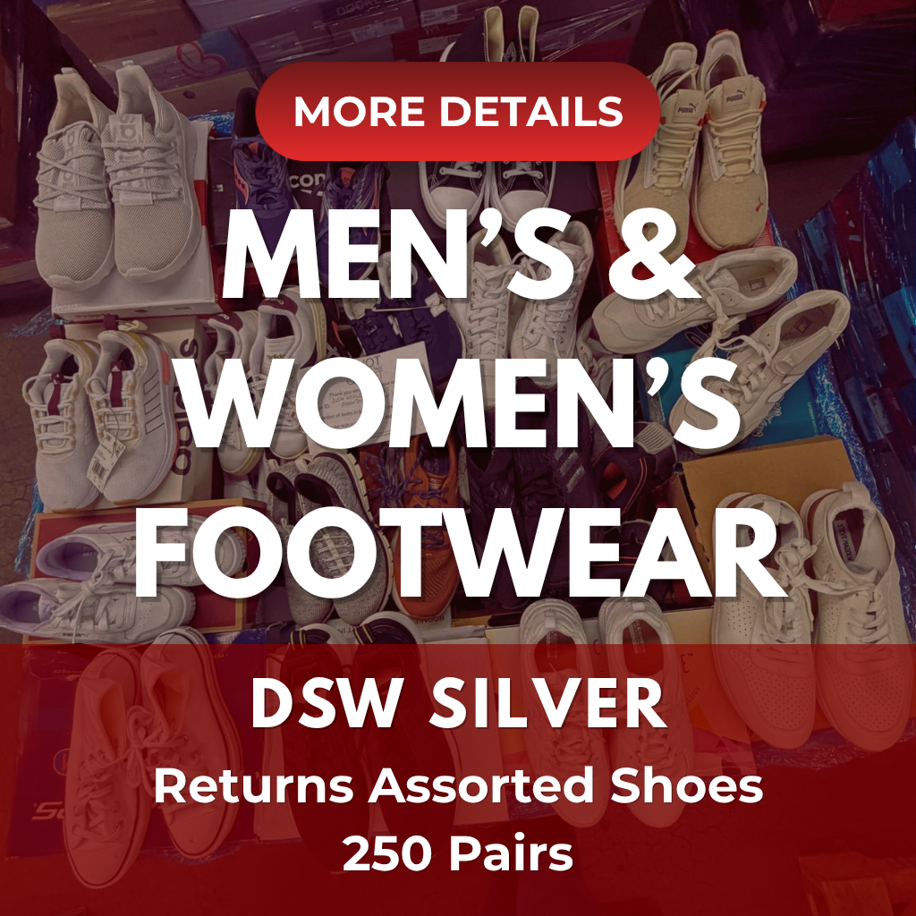DSW Footwear/Shoes | Assorted Men's and Women's Silver Footwear | Returns | 250 Pairs | Pallet# PS-122