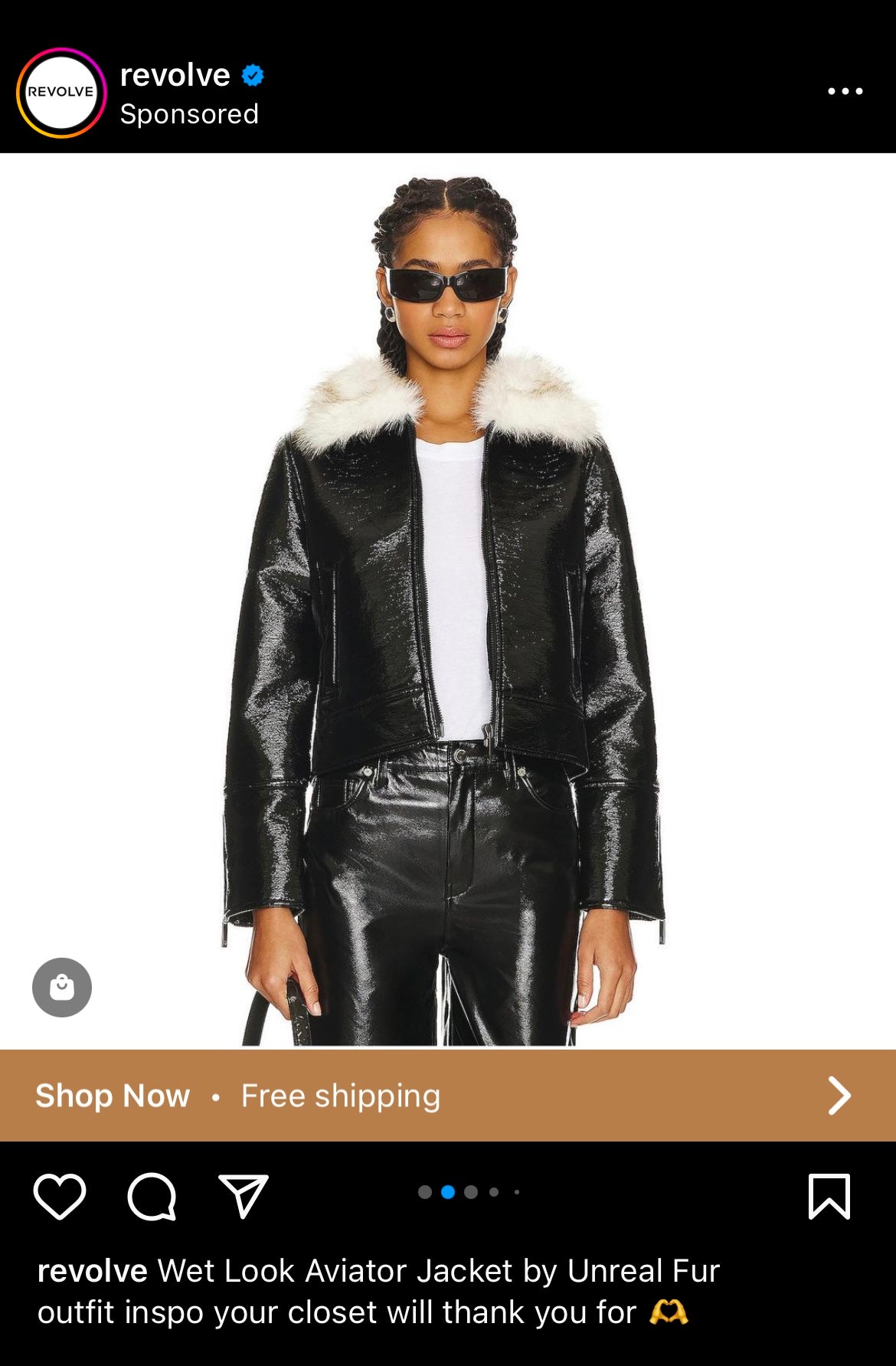 Unreal Fur | Womens Wet Look Aviator Jacket | New w/Polybag | Small Box | 1 Piece Min.
