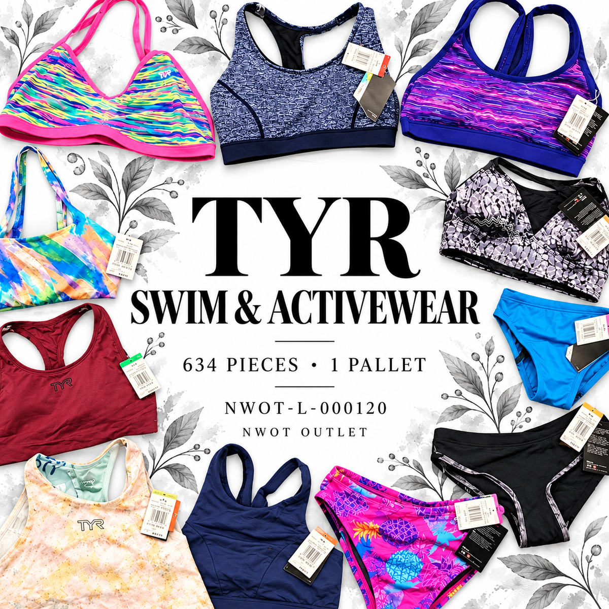 TYR swim and activewear — 634 pieces, 1 pallet — NWOT-L-000120