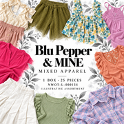Blu Pepper & MINE mixed apparel; 1 box, 25 pieces; NWOT-L-000134; illustrative assortment