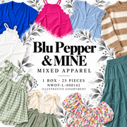 Blu Pepper & MINE mixed apparel; 1 box, 25 pieces; NWOT-L-000142; illustrative assortment