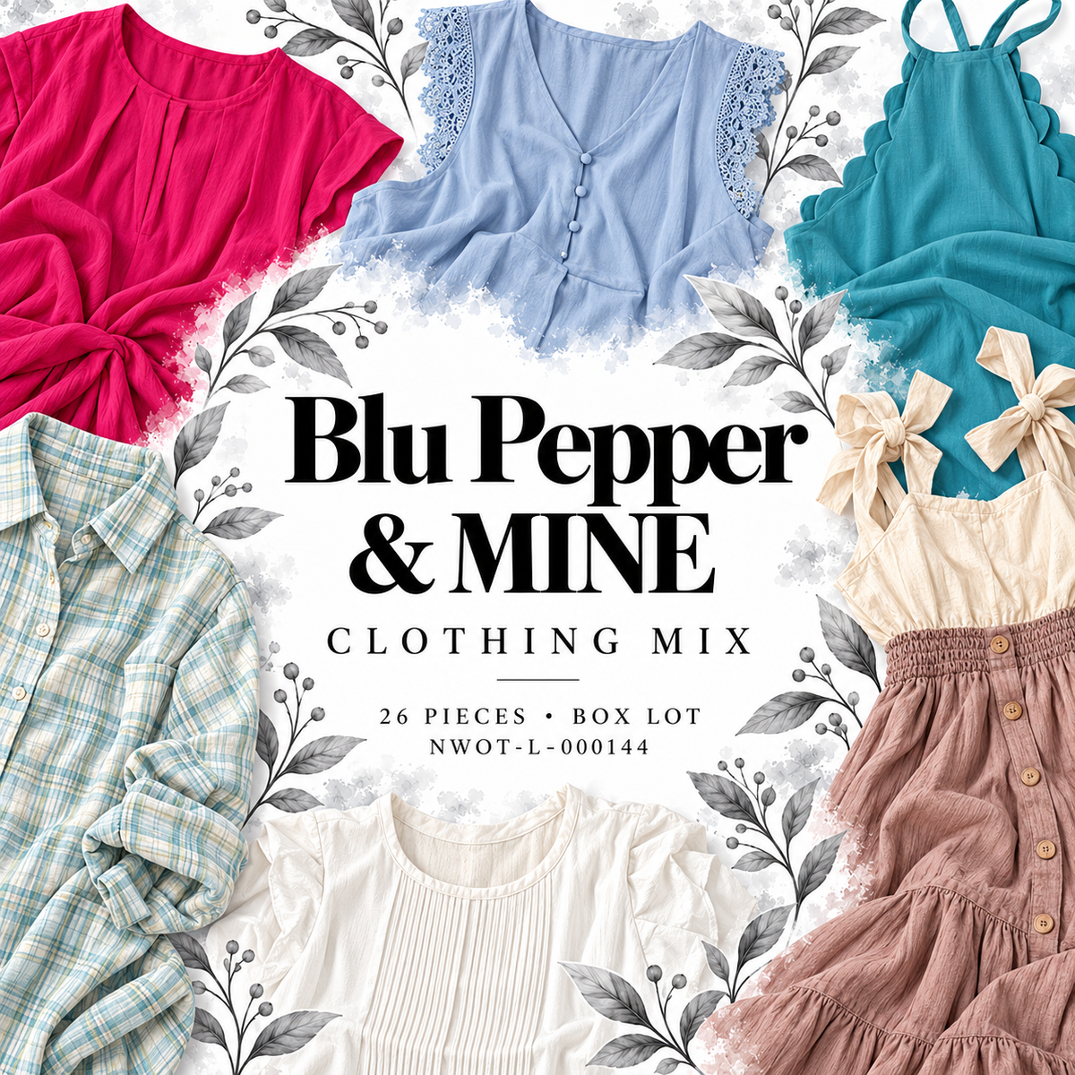 NWOT-L-000144 Blu Pepper and MINE 26-piece apparel cover