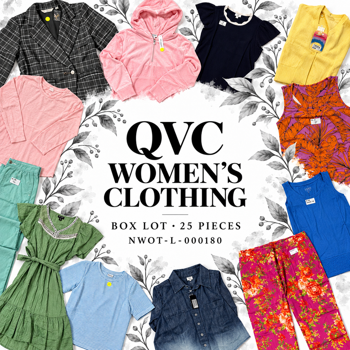 QVC women’s clothing box lot NWOT-L-000180, 25 pieces