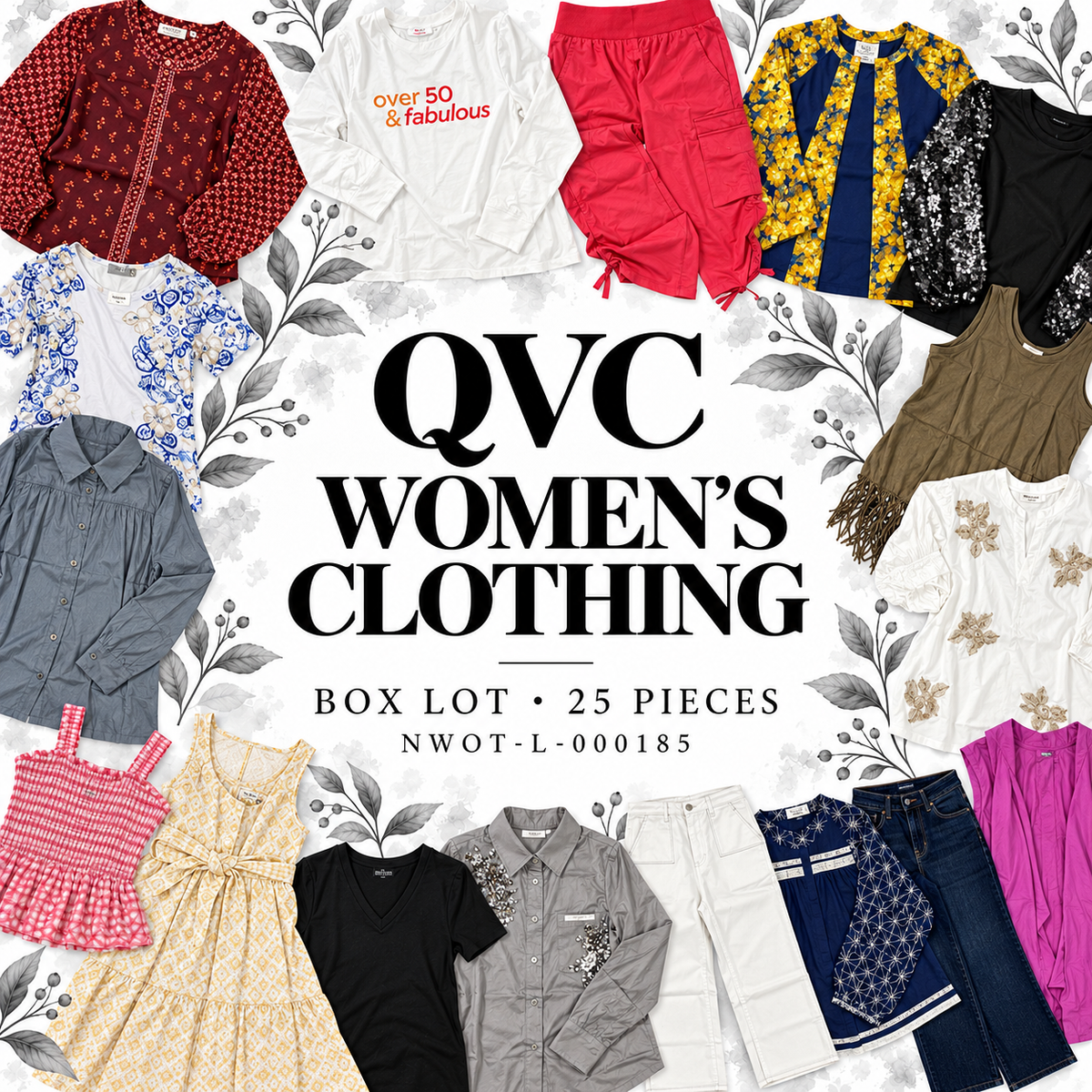 QVC women’s clothing box lot NWOT-L-000185, 25 pieces