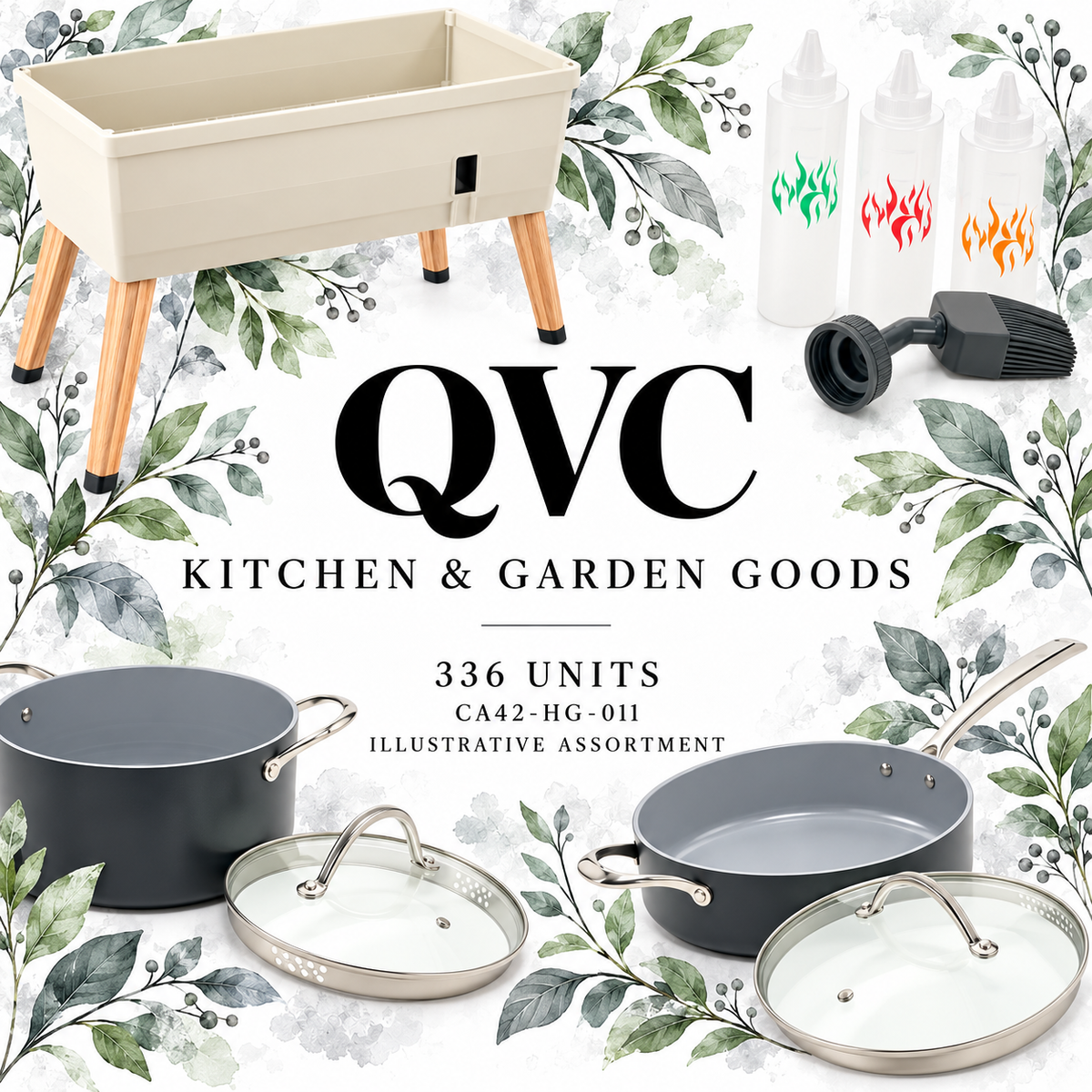 QVC CA42-HG-011; 336 supplier units; editorial illustrative assortment