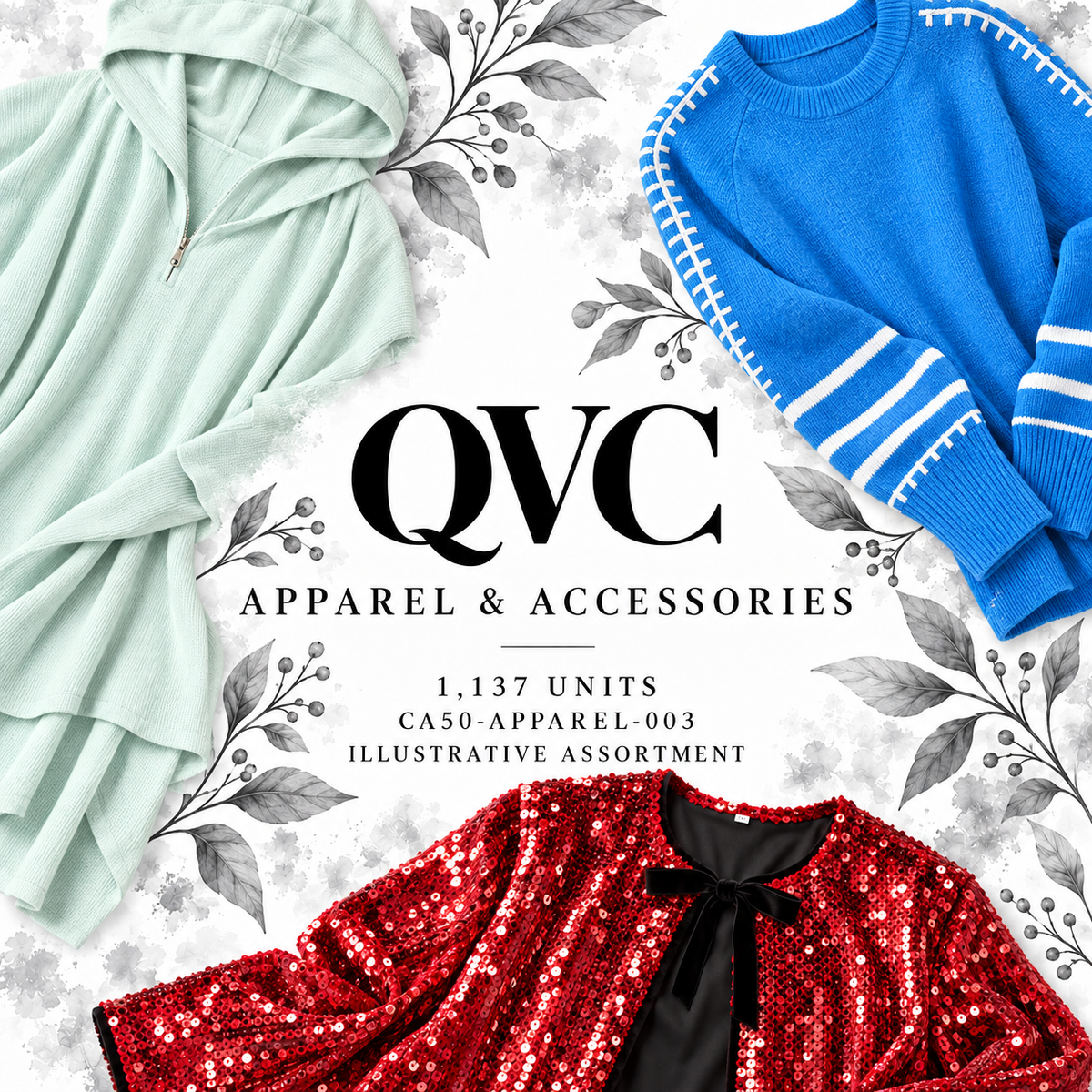 QVC CA50-APPAREL-003; 1,137 supplier units; editorial illustrative assortment
