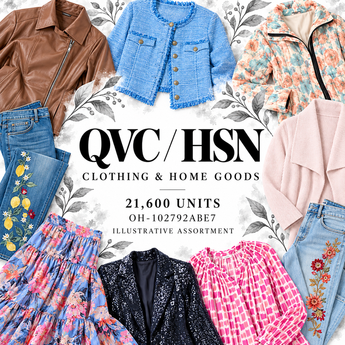 QVC OH-102792ABE7; 21,600 supplier units; editorial illustrative assortment