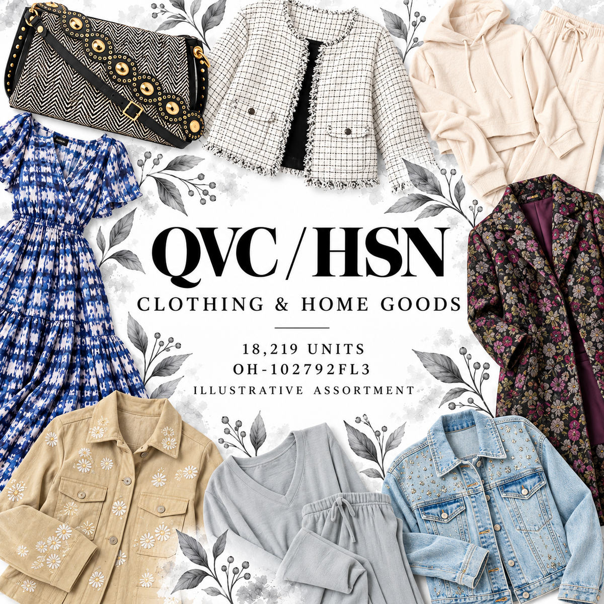 QVC OH-102792FL3; 18,219 supplier units; editorial illustrative assortment