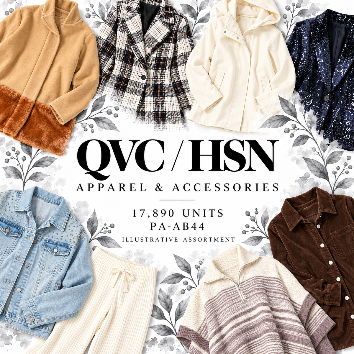 QVC PA-AB44; 17,890 supplier units; editorial illustrative assortment