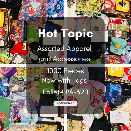 Hot Topic  | Assorted Apparel and Accessories | 1000 Pieces | Pallet #PA-320