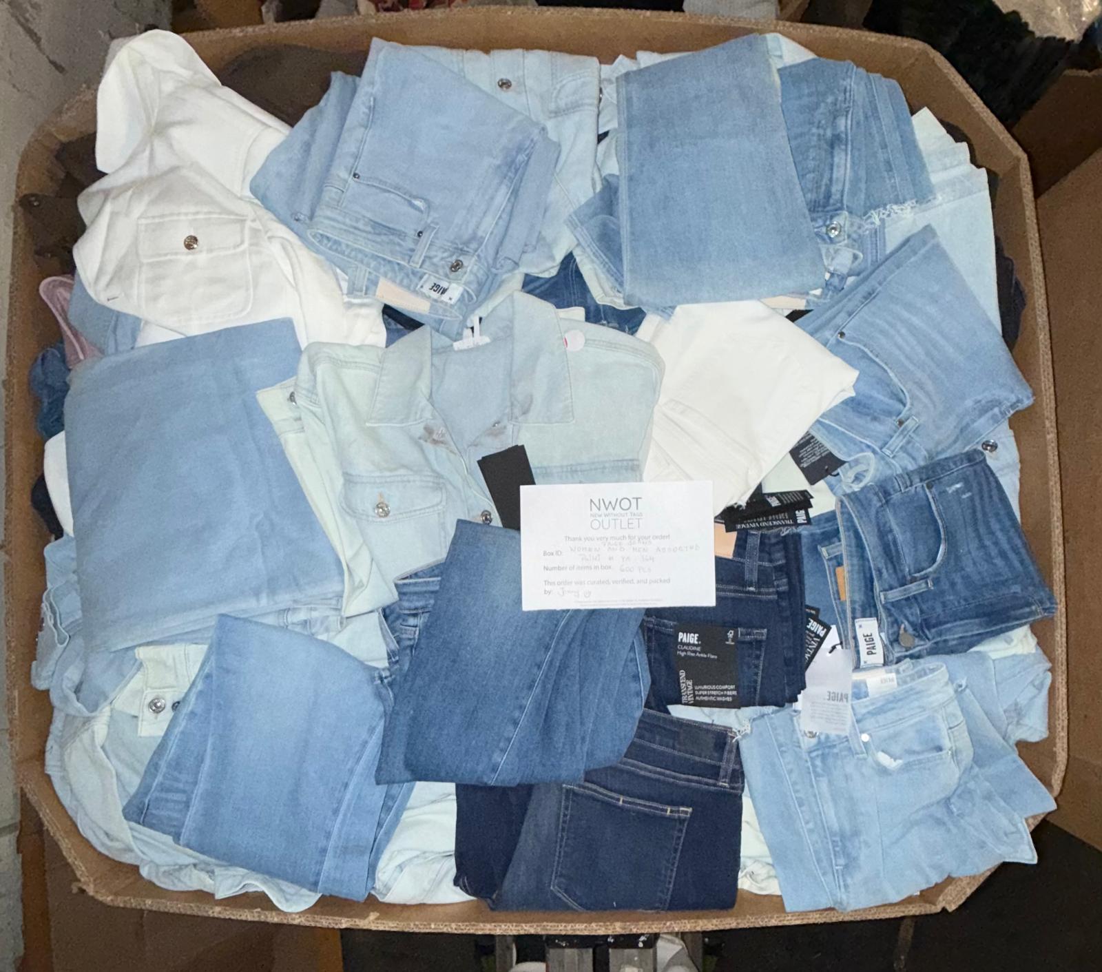 PAIGE JEANS WOMEN AND MEN ASSORTED | Assorted Men's & Women's Apparel | FACTORY IMPERFECT | 600 Pieces | Pallet #PA-365