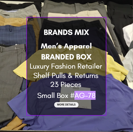 MIXED BRANDS | Men's Assorted Apparel | BRANDED BOX | Shelf-Pulls/Returns | 23 Pieces | Small Box #AG-78