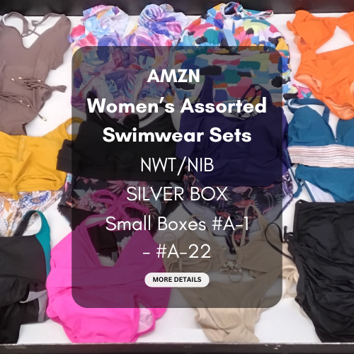 AMZN | Women's Assorted Swimwear Sets | NWT/NIB | SILVER Box | 50 Pieces | Small Boxes #A-1 - #A-22