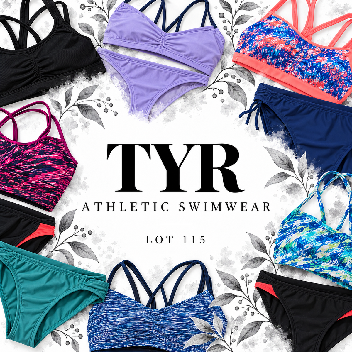 Illustrative representative TYR athletic swimwear cover for Lot 115; original inventory photos follow.