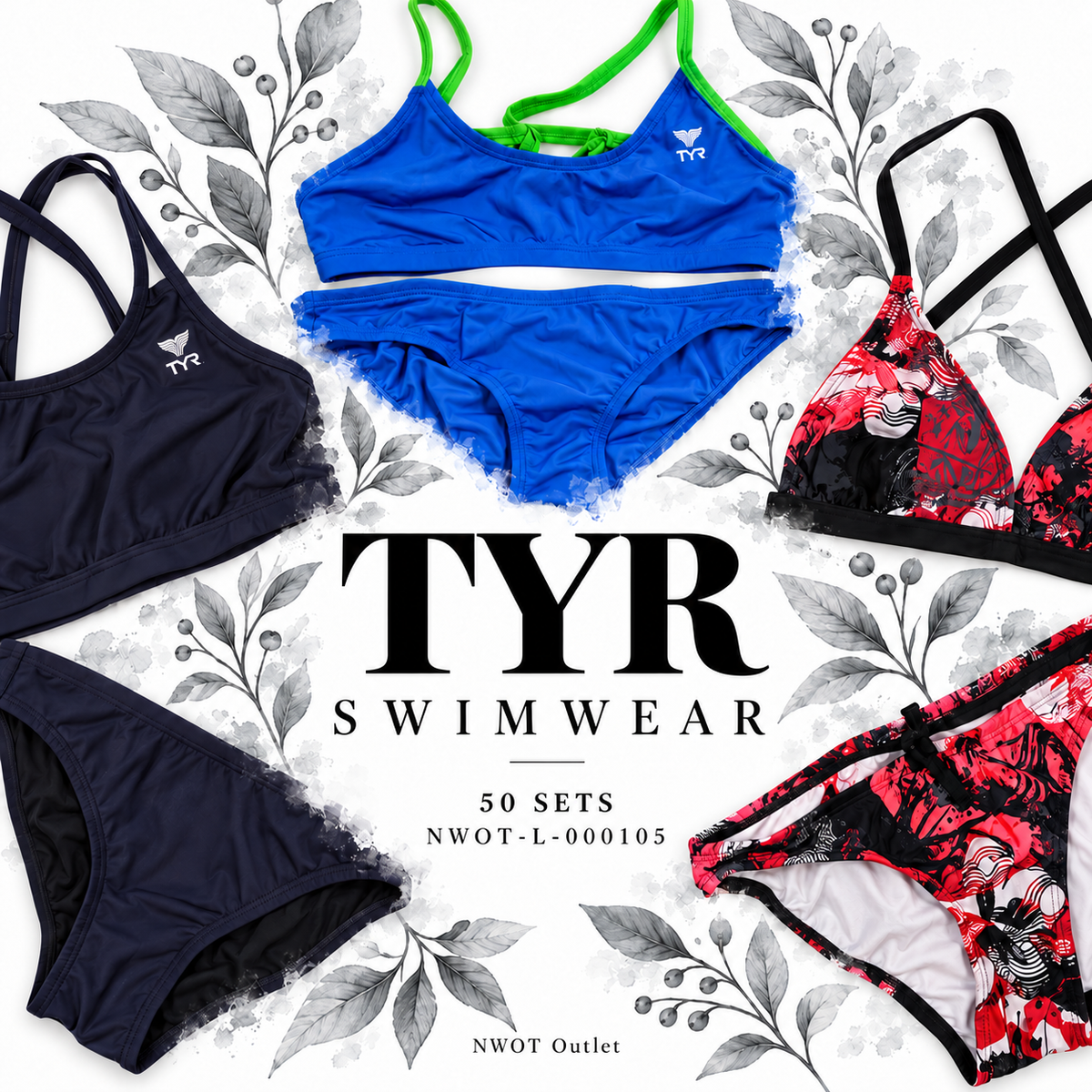 TYR swimwear — 50 sets — NWOT-L-000105. Representative assortment cover.