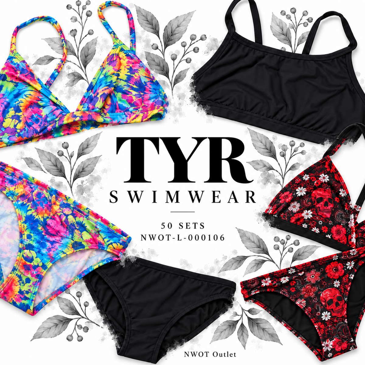 TYR swimwear — 50 sets — NWOT-L-000106. Representative assortment cover.