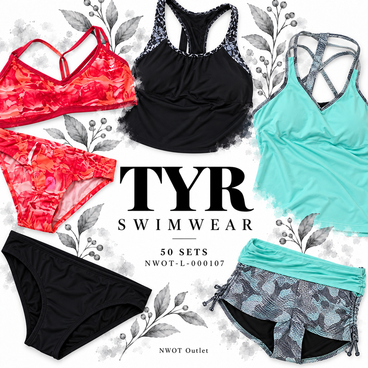 TYR swimwear — 50 sets — NWOT-L-000107. Representative assortment cover.