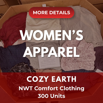 Cozy Earth | Assorted Apparel | New With Tag | 300 Pieces | Pallet #PA-490