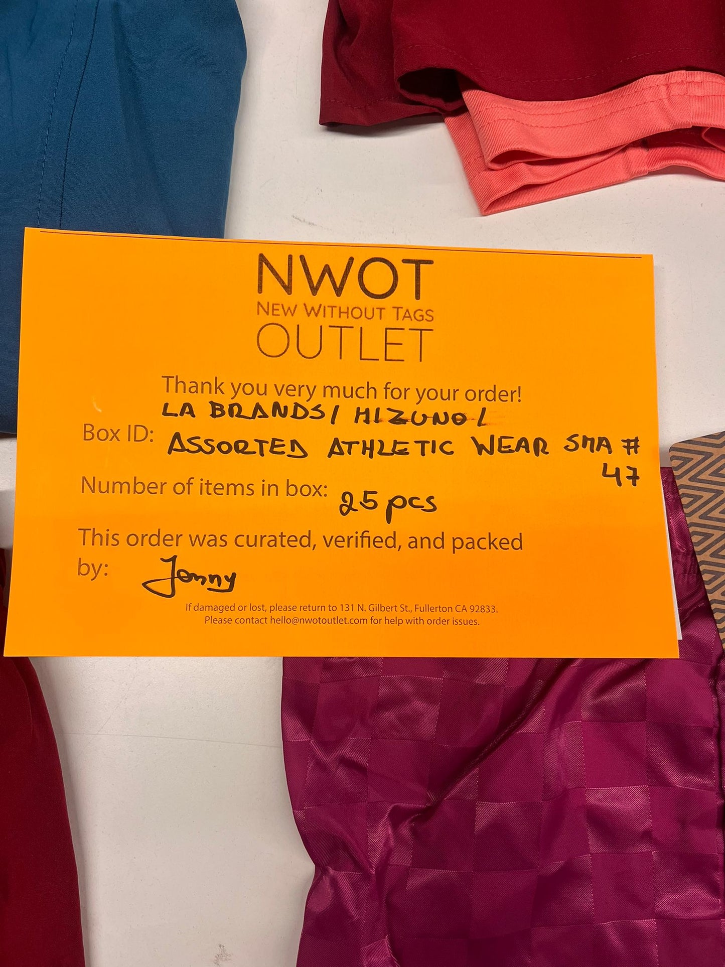 LA Brands | Mizuno | Assorted Athletic Apparel | 25 Pieces | Small Box #SMA-47